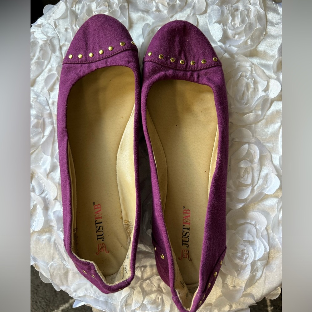 JustFab Studded Ballet Flats. Color Purple. Size 9.5